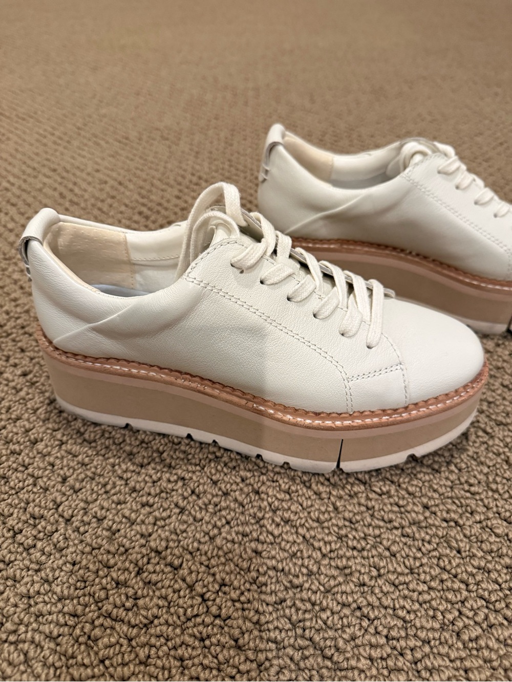 Dolce Vita White Platform Shoes with Tan & Rose Gold Trim